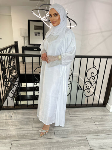Kinzah Abaya Set - White