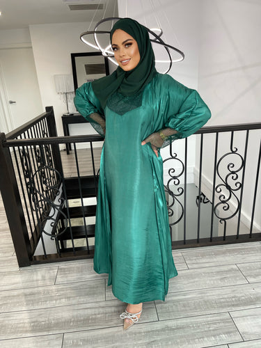 Kinzah Abaya Set - Emerald Green