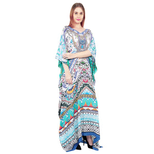 Turquoise Blue - Printed Kaftan