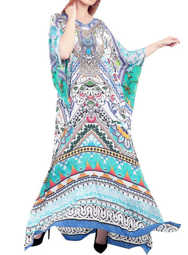 Turquoise Blue - Printed Kaftan