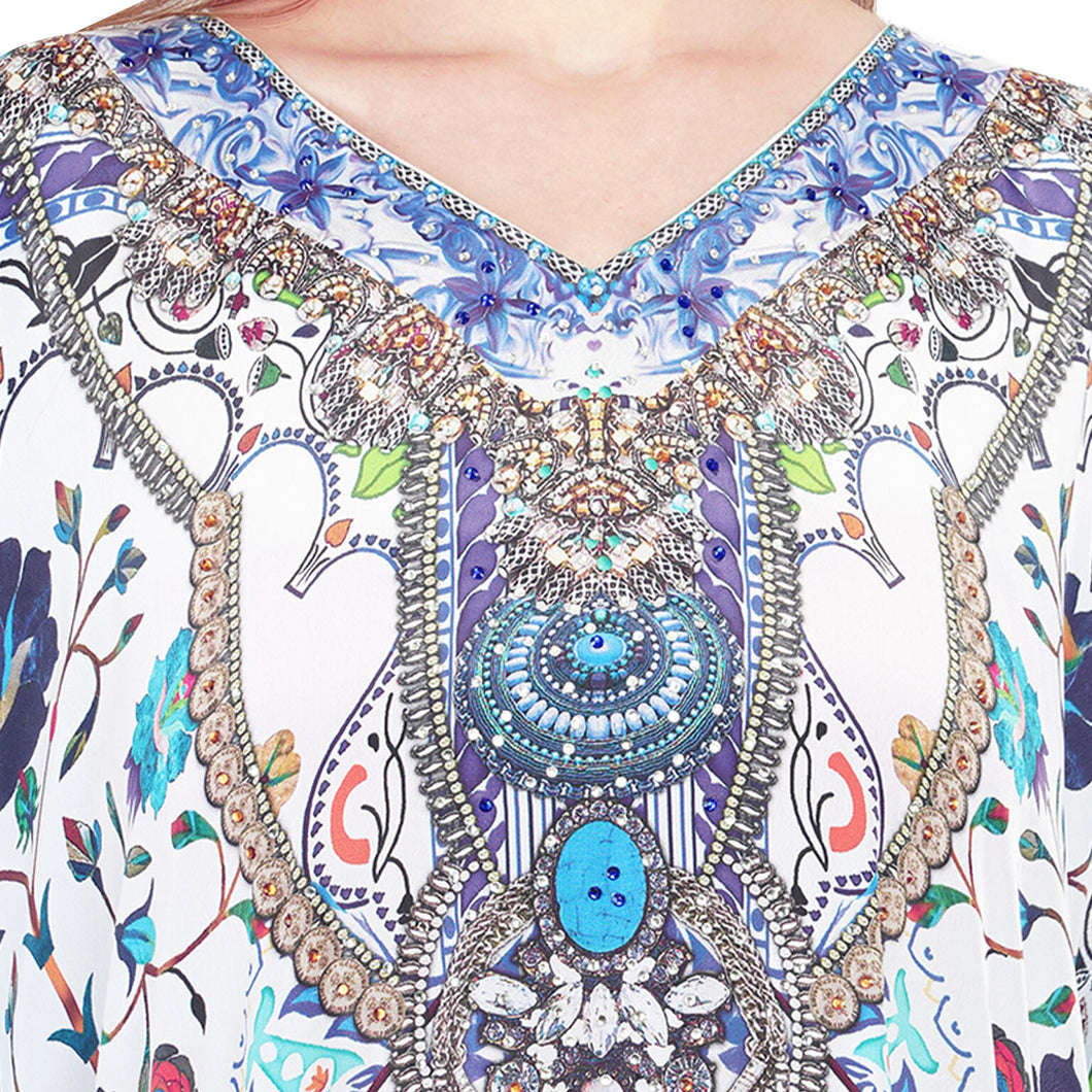 Turquoise Blue - Printed Kaftan