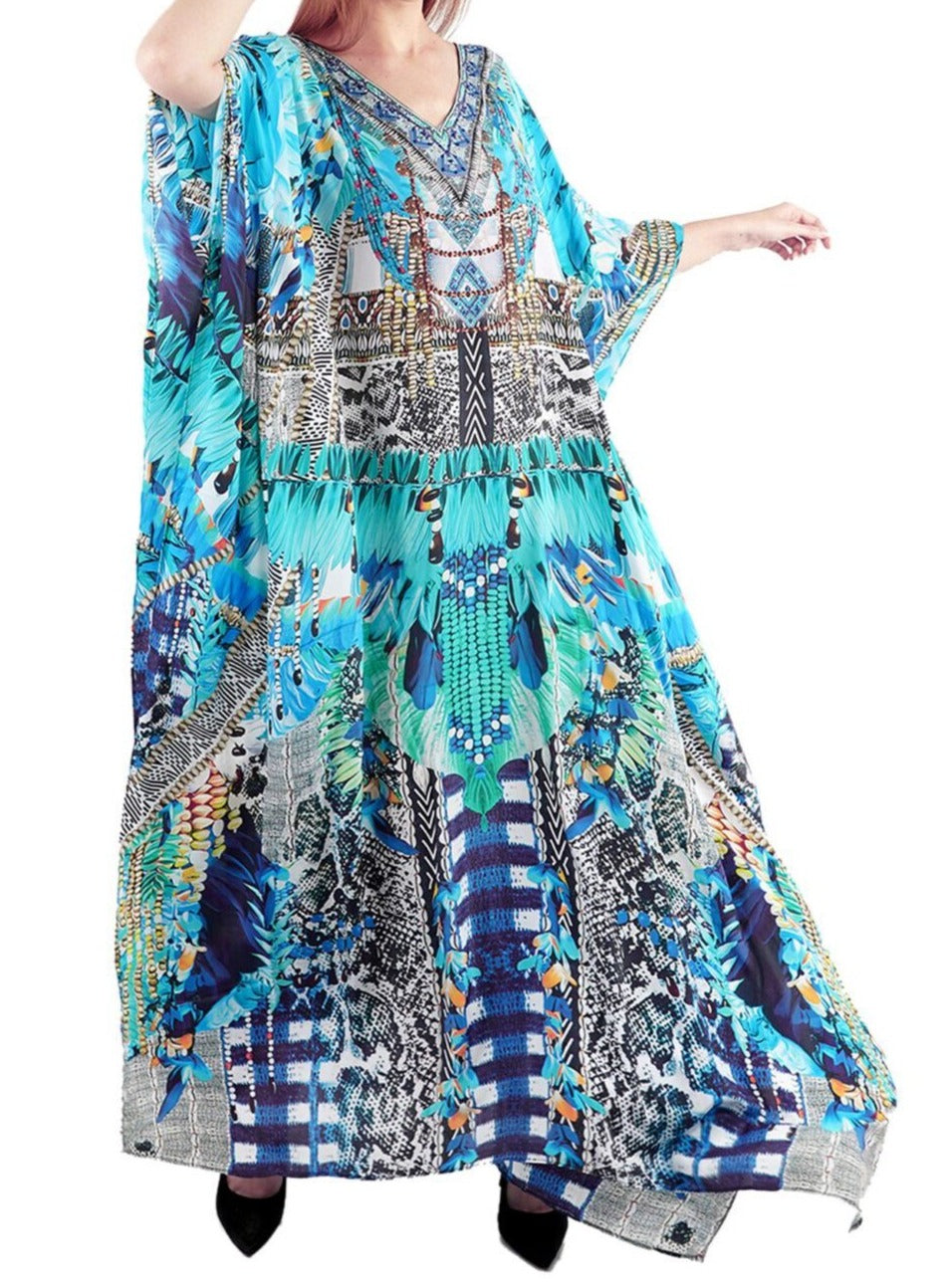 Blue Macaw - Printed Kaftan