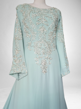 Load image into Gallery viewer, Pearl Kaftan Dress - Aqua Blue with Sleeves