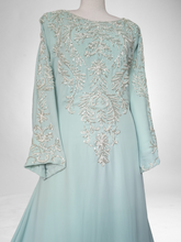 Load image into Gallery viewer, Pearl Kaftan Dress - Aqua Blue with Sleeves