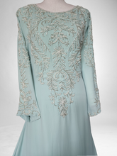 Load image into Gallery viewer, Pearl Kaftan Dress - Aqua Blue with Sleeves