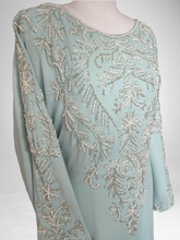 Load image into Gallery viewer, Pearl Kaftan Dress - Aqua Blue with Sleeves