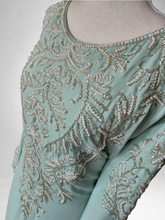 Load image into Gallery viewer, Pearl Kaftan Dress - Aqua Blue with Sleeves