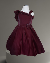 Load image into Gallery viewer, Maroon off-shoulder dress/ Frock