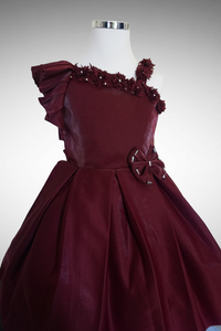 Maroon off-shoulder dress/ Frock