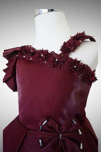 Maroon off-shoulder dress/ Frock