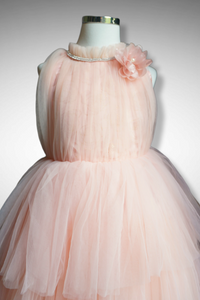 Peachy Tulle Princess Gown/ Frock