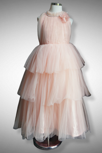 Peachy Tulle Princess Gown/ Frock