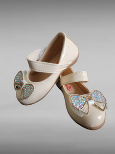 Kids Beige Bow Shoes