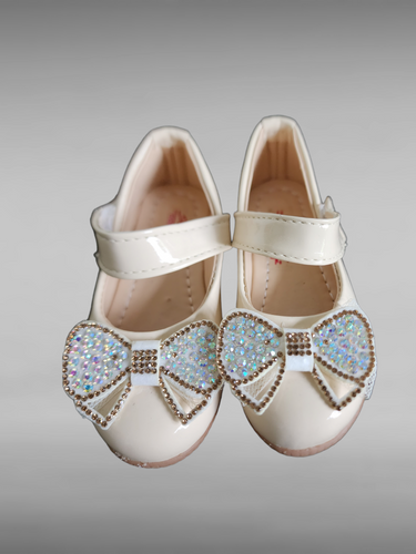 Kids Beige Bow Shoes