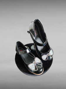 Kids Black Bow Shoes