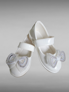 Kids White Bow Shoes