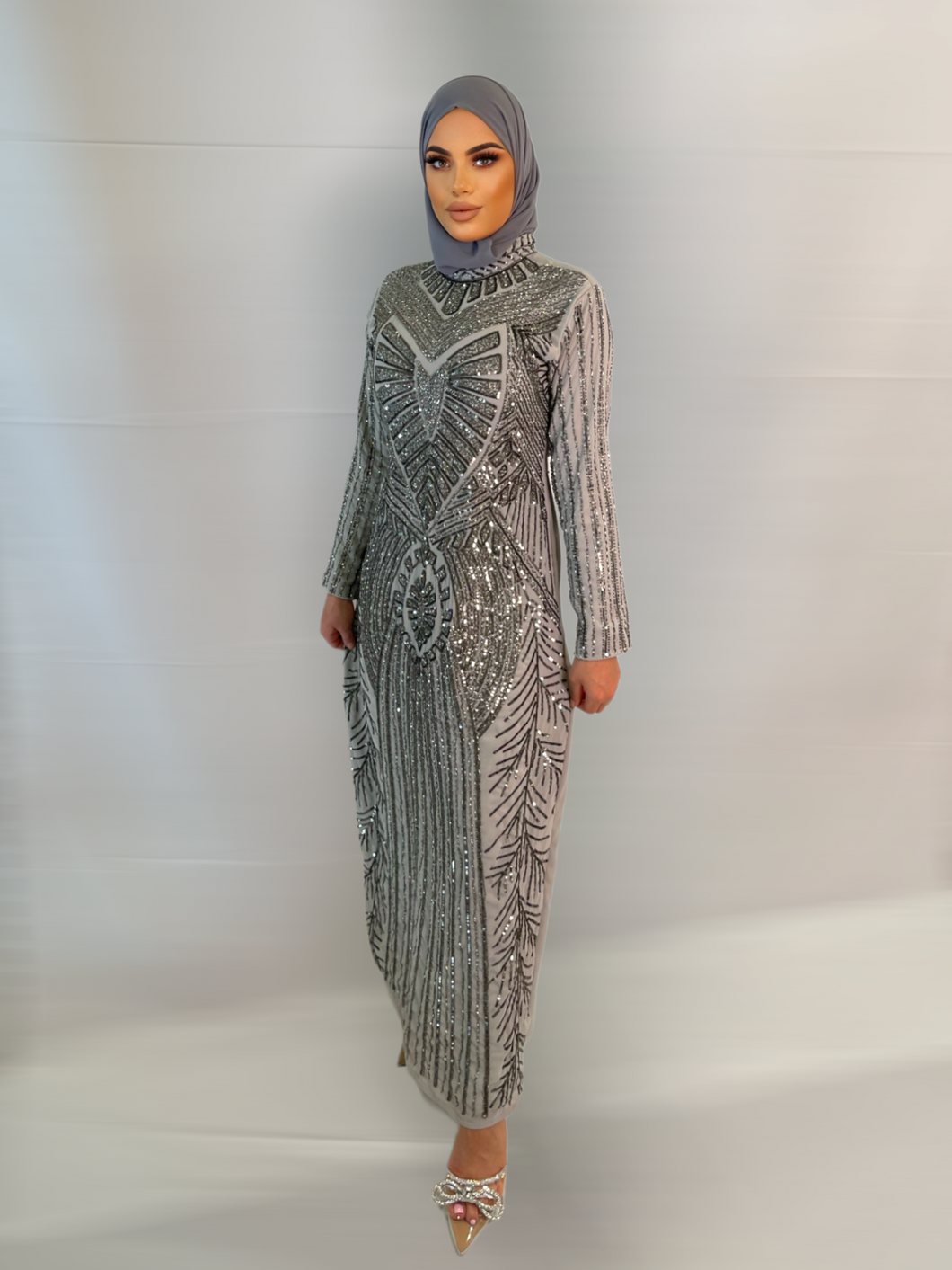 Bella Evening Dress -Grey