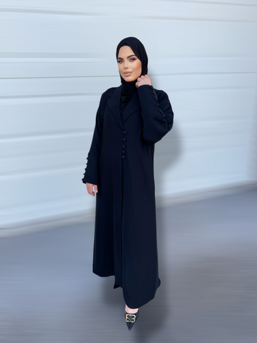 Hana Collared Abaya- Black