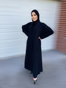 Hana Collared Abaya- Black