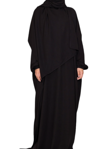 Prayer /Umrah Abaya with attatched shawl-U.A.E - Black