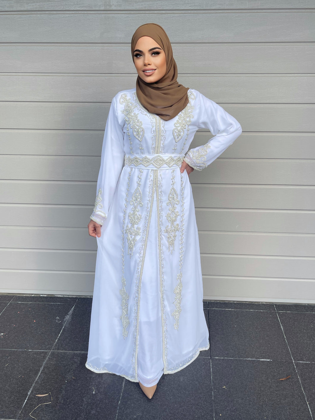 Jamilah Takshita/ Kaftan set- Off White