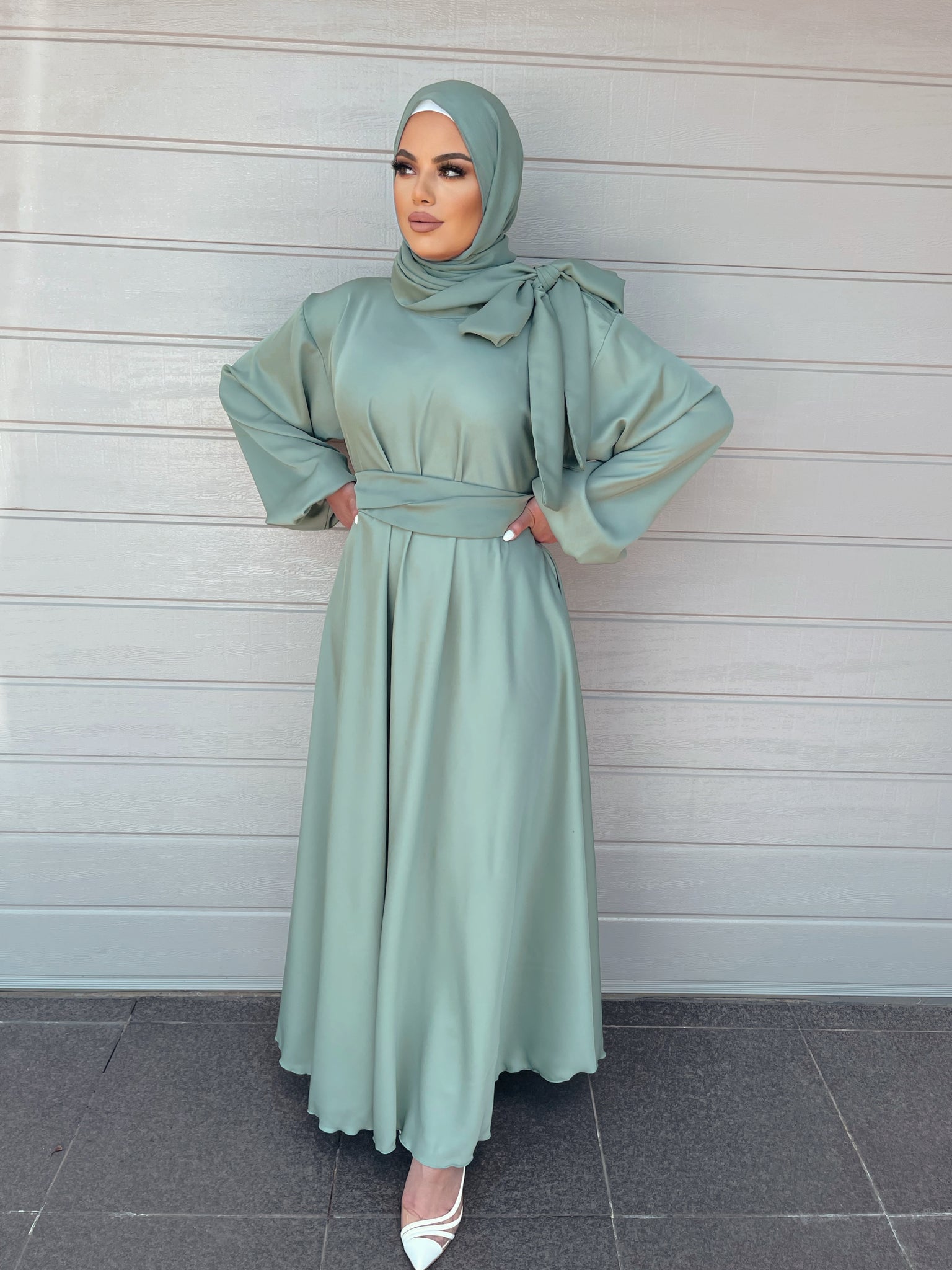 Diva Lux Abaya Dress Jade Green MOZA Kaftans Australia