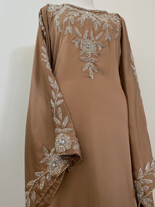 Royal bell sleeve Kaftan - Nude