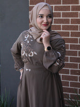 Load image into Gallery viewer, Mirna Emroidered Dress /Abaya - Oak