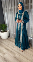 Load image into Gallery viewer, Zarah Kaftan/ Takshita set -Teal (Made on Order)