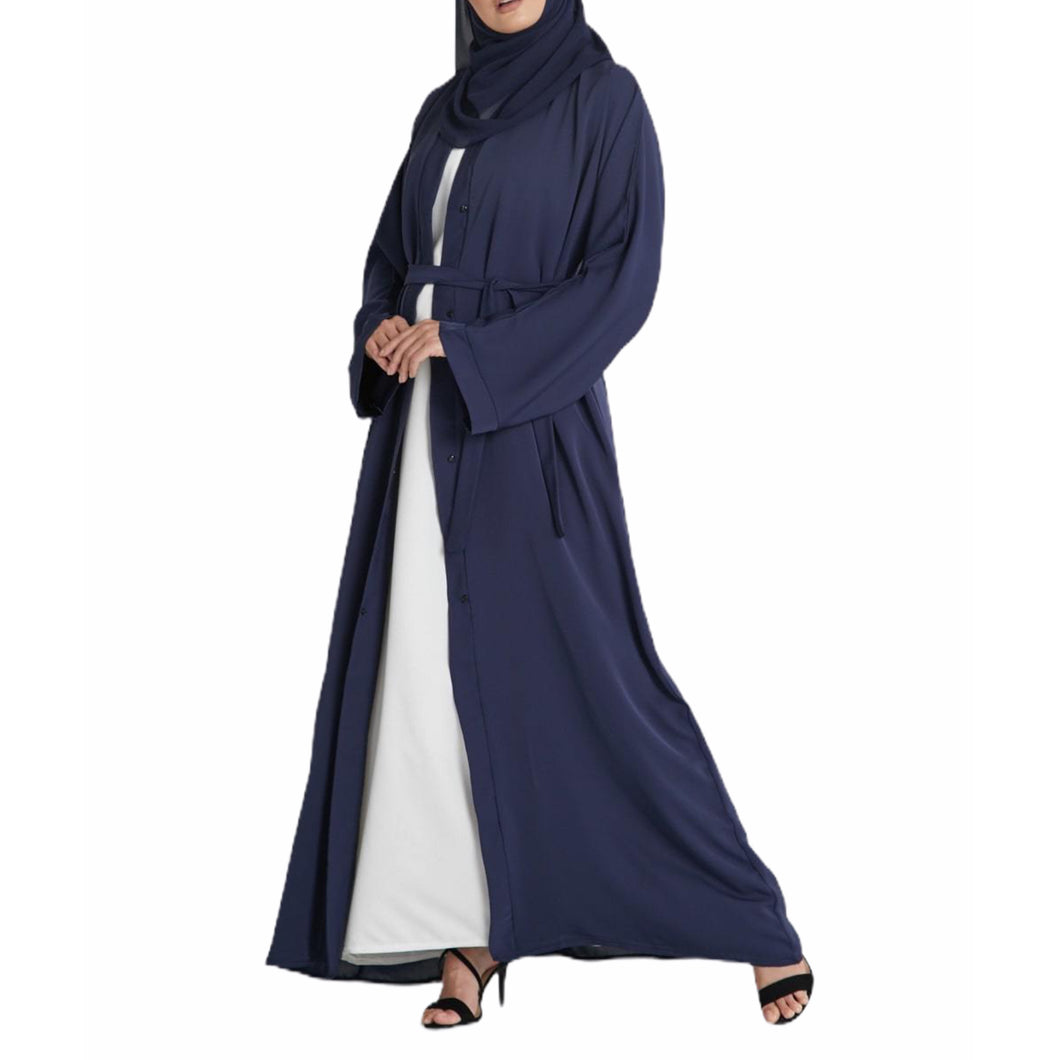 Plain Cardigan Abaya- Navy