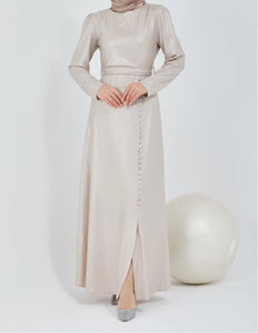 Glam Pearl Dress - Beige