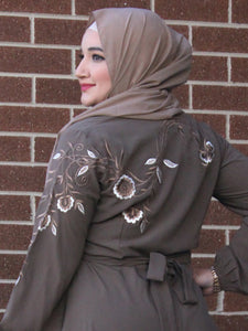 Mirna Emroidered Dress /Abaya - Oak