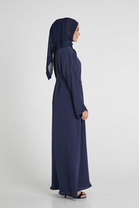 Plain Cardigan Abaya- Navy