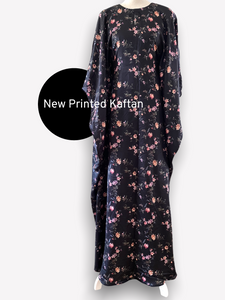 Lina Printed Summer Kaftan- Floral Black