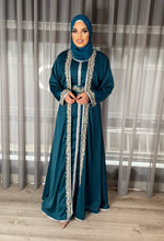 Load image into Gallery viewer, Zarah Kaftan/ Takshita set -Teal (Made on Order)