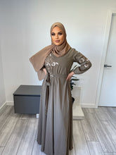 Load image into Gallery viewer, Mirna Emroidered Dress /Abaya - Oak