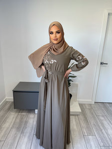 Mirna Emroidered Dress /Abaya - Oak