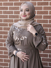 Load image into Gallery viewer, Mirna Emroidered Dress /Abaya - Oak