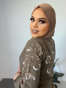 Mirna Emroidered Dress /Abaya - Oak